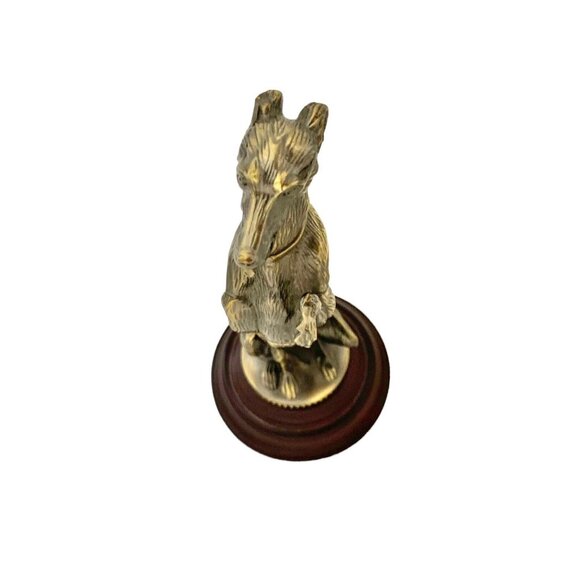 Dog Figurine Metal Greyhound Whippet on Rotate Wooden Base Vintage Decor - Picture 7 of 7